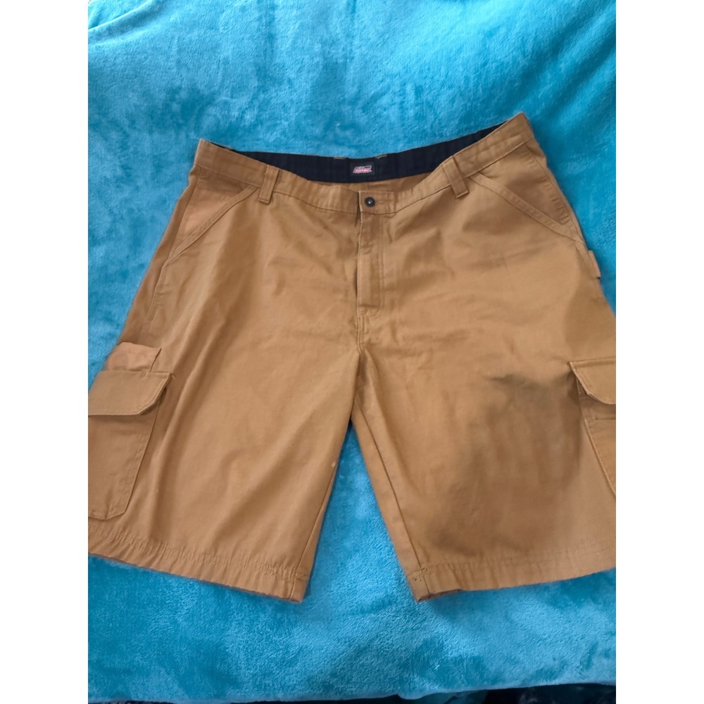Genuine Dickies Mens 42 Tan Brown Cargo Utility Shorts Duck Canvas Workwear